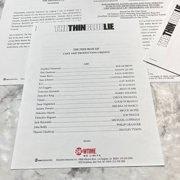 Showtime Movie Press Kit The Thin Blue Line 2000 Randy Quaid Paul Sorvino - Picture 4 of 11